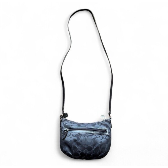 Coach Y2K Signature “C” Crossbody Swingpack Sateen Pleated Black Purse Classic - Picture 10 of 16